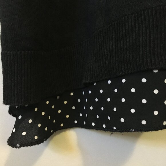 Reitmans Black Rayon Cotton Sweater With Polka Dot Fabric Insert - Picture 6 of 15